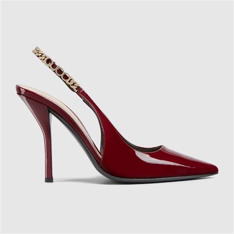 gucci leather peep toe pump|gucci signoria slingback.